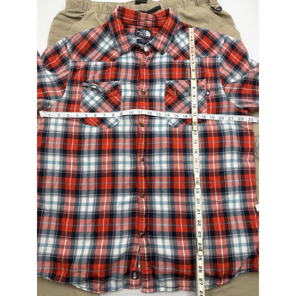 The North Face Size XL Khaki Convertible Pants Zip Off & Red‎ Plaid Shirt Outfit